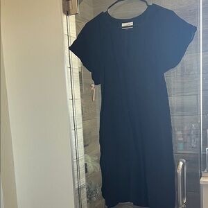 Universal Thread Black Midi Dress with Short Sleeves